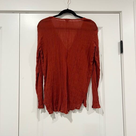 Aerie Women's Rust Colored Long Sleeve Cotton Blouse with Pocket Size S - Picture 6 of 9